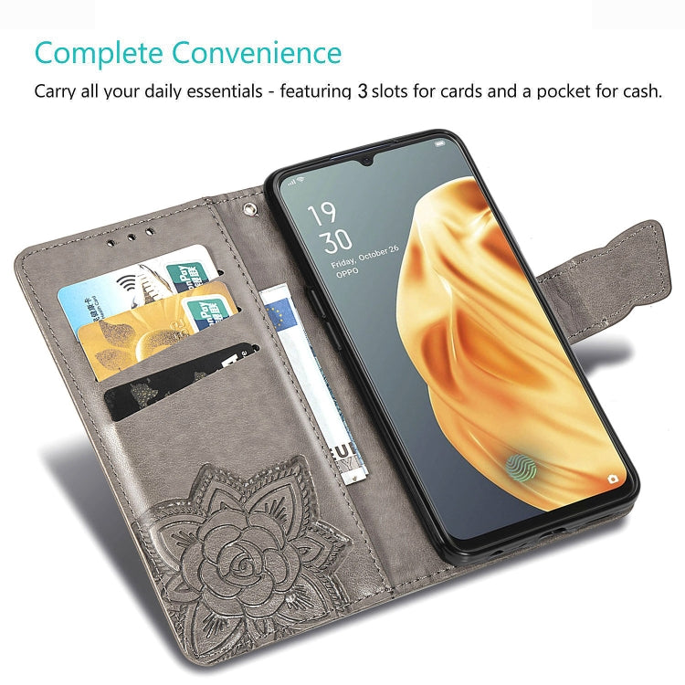 For OPPO F15/A91 Butterfly Love Flower Embossed Horizontal Flip Leather Case with Bracket / Card Slot / Wallet / Lanyard(Light Purple) - OPPO Cases by PMC TechLife | Online Shopping South Africa | PMC TechLife