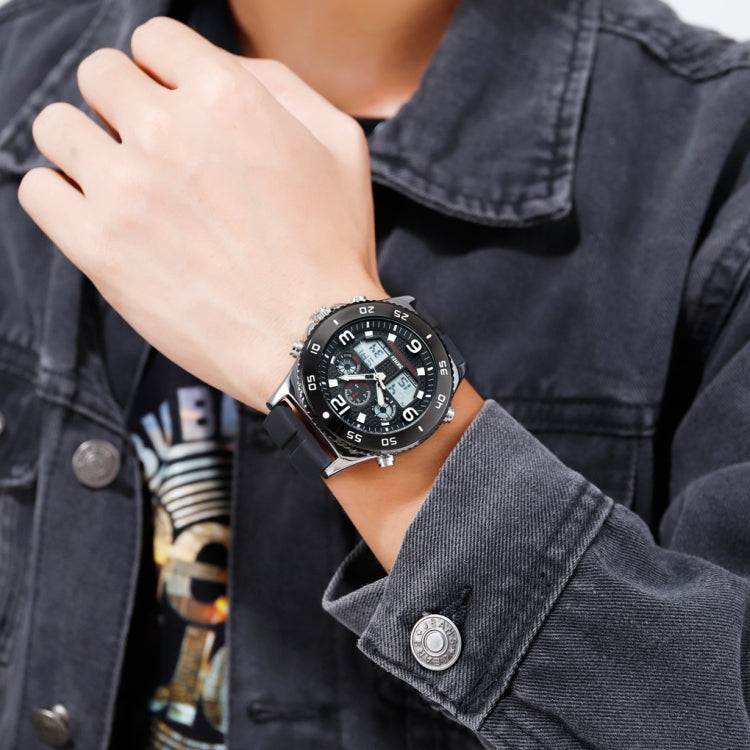 SKMEI 1538 Multi-Function Time Large Dial Steel Belt Men  Casual Sports Electronic Watch(Silver-Silicone Belt) - free shipping - PMC TechLife - Order now!