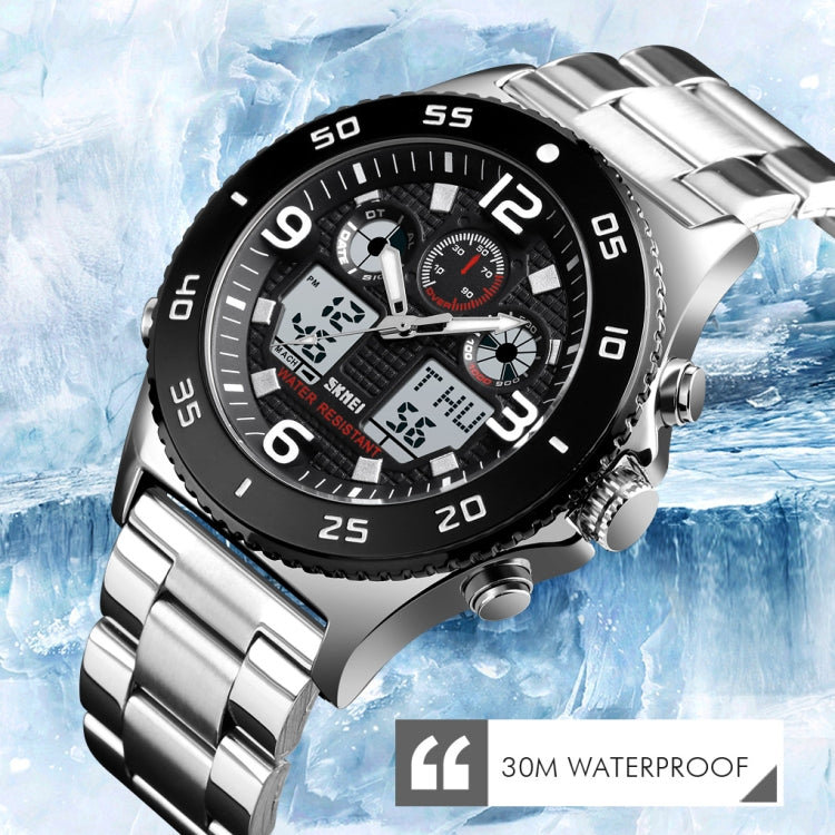 SKMEI 1538 Multi-Function Time Large Dial Steel Belt Men  Casual Sports Electronic Watch(Silver-Silicone Belt) - free shipping - PMC TechLife - Order now!