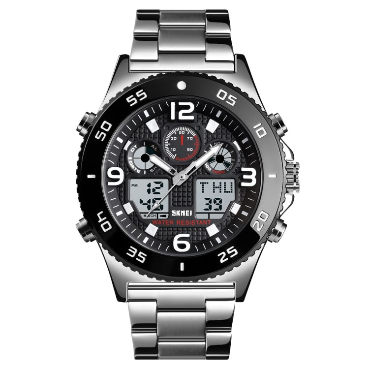 SKMEI 1538 Multi-Function Time Large Dial Steel Belt Men  Casual Sports Electronic Watch(Silver-Steel Belt) - free shipping - PMC TechLife - Order now!