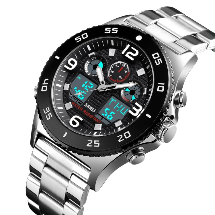 SKMEI 1538 Multi-Function Time Large Dial Steel Belt Men  Casual Sports Electronic Watch(Silver-Steel Belt) - free shipping - PMC TechLife - Order now!