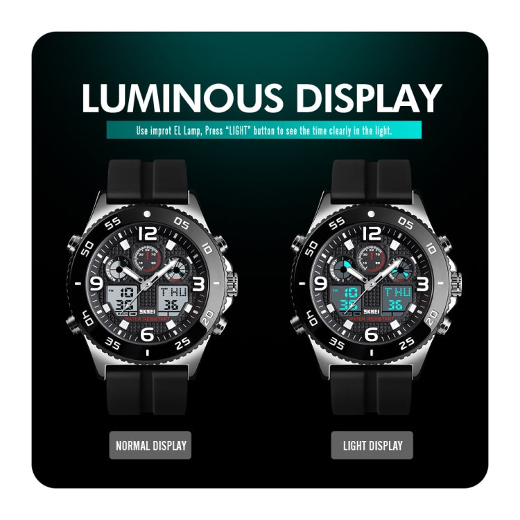 SKMEI 1538 Multi-Function Time Large Dial Steel Belt Men  Casual Sports Electronic Watch(Silver-Steel Belt) - free shipping - PMC TechLife - Order now!