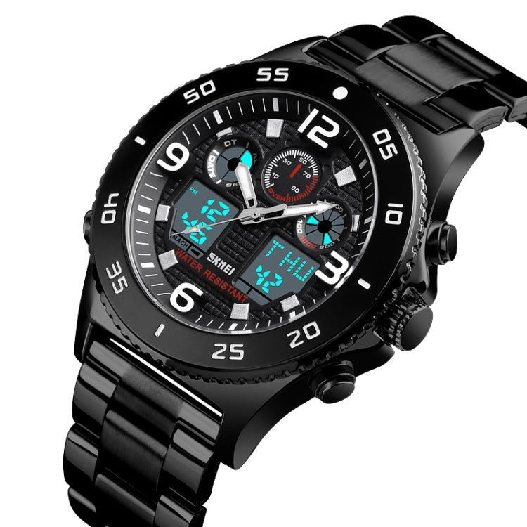 SKMEI 1538 Multi-Function Time Large Dial Steel Belt Men  Casual Sports Electronic Watch(Black-Steel Belt) - free shipping - PMC TechLife - Order now!