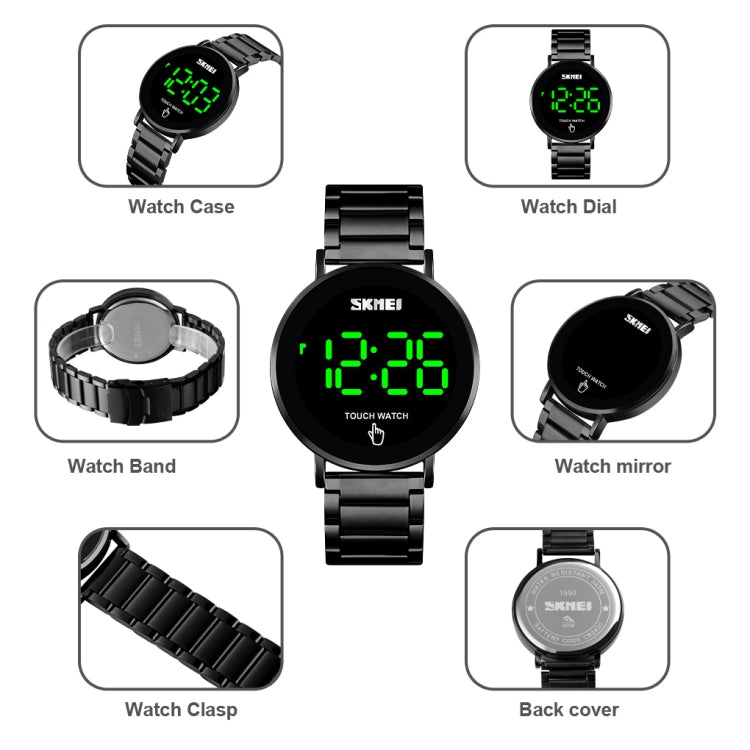 SKMEI 1550 Simple and Stylish LED Touch Screen Men  Watch Waterproof Stainless Steel With Electronic Watch(Rose Gold) - free shipping - PMC TechLife - Order now!