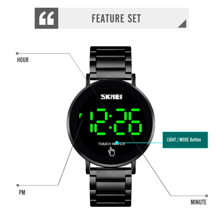 SKMEI 1550 Simple and Stylish LED Touch Screen Men  Watch Waterproof Stainless Steel With Electronic Watch(Gold) - free shipping - PMC TechLife - Order now!