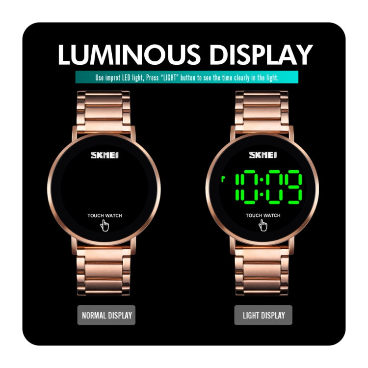SKMEI 1550 Simple and Stylish LED Touch Screen Men  Watch Waterproof Stainless Steel With Electronic Watch(Gold) - free shipping - PMC TechLife - Order now!