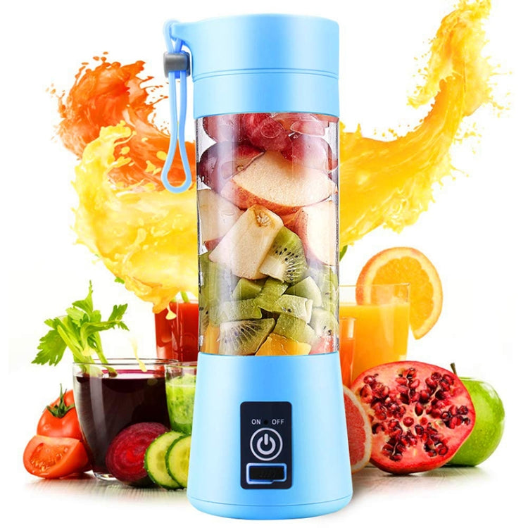 USB Rechargeable Electric Automatic Vegetable Fruit Citrus Orange Juice Maker Cup Mixer Bottle (380ML)(6 Blades Blue) - free shipping - PMC TechLife - Order now!