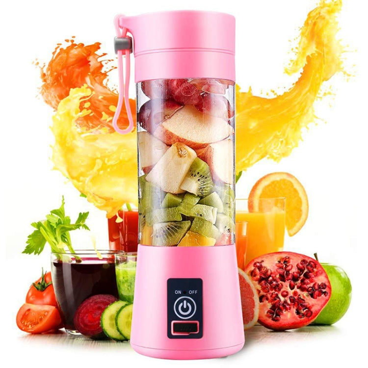 USB Rechargeable Electric Automatic Vegetable Fruit Citrus Orange Juice Maker Cup Mixer Bottle (380ML)(2 Blades Pink) - free shipping - PMC TechLife - Order now!