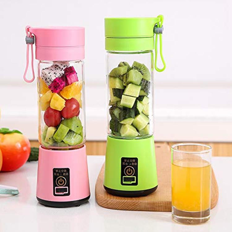 USB Rechargeable Electric Automatic Vegetable Fruit Citrus Orange Juice Maker Cup Mixer Bottle (380ML)(4 Blades Blue) - free shipping - PMC TechLife - Order now!