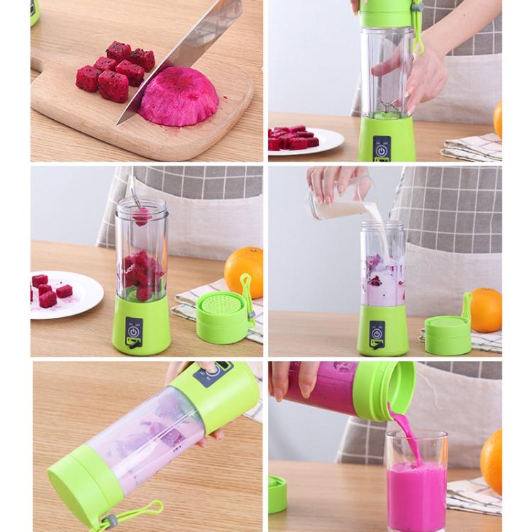USB Rechargeable Electric Automatic Vegetable Fruit Citrus Orange Juice Maker Cup Mixer Bottle (380ML)(4 Blades Pink) - free shipping - PMC TechLife - Order now!