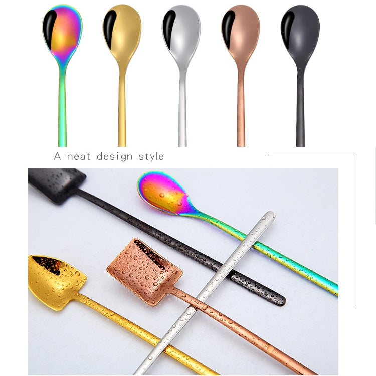 2 PCS Stainless Steel Spoon Creative Coffee Spoon Bar Ice Spoon Gold Plated Long Stirring Spoon, Style:Pointed Spoon, Color:Rose Gold - free shipping - PMC TechLife - Order now!