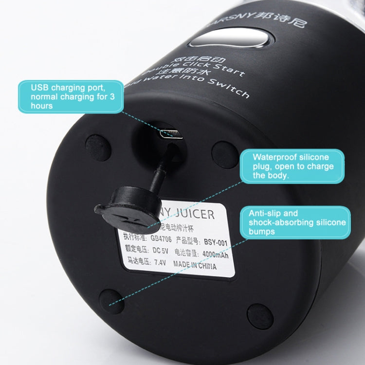 Multifunctional Juicer Rotatory Extractor Cup Portable USB Charge Juicer Blender with 6 Blades(Black) - free shipping - PMC TechLife - Order now!