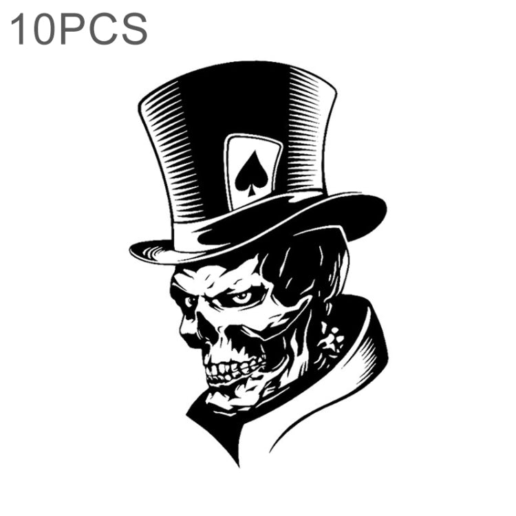 10 PCS Joker Skeleton Skull Playing Cards Poker Monster Hat Shape Vinyl Car Sticker, Size: 11.3x17.6cm (Black) - Decorative Sticker by PMC Jewellery | Online Shopping South Africa | PMC Jewellery | Buy Now Pay Later Mobicred