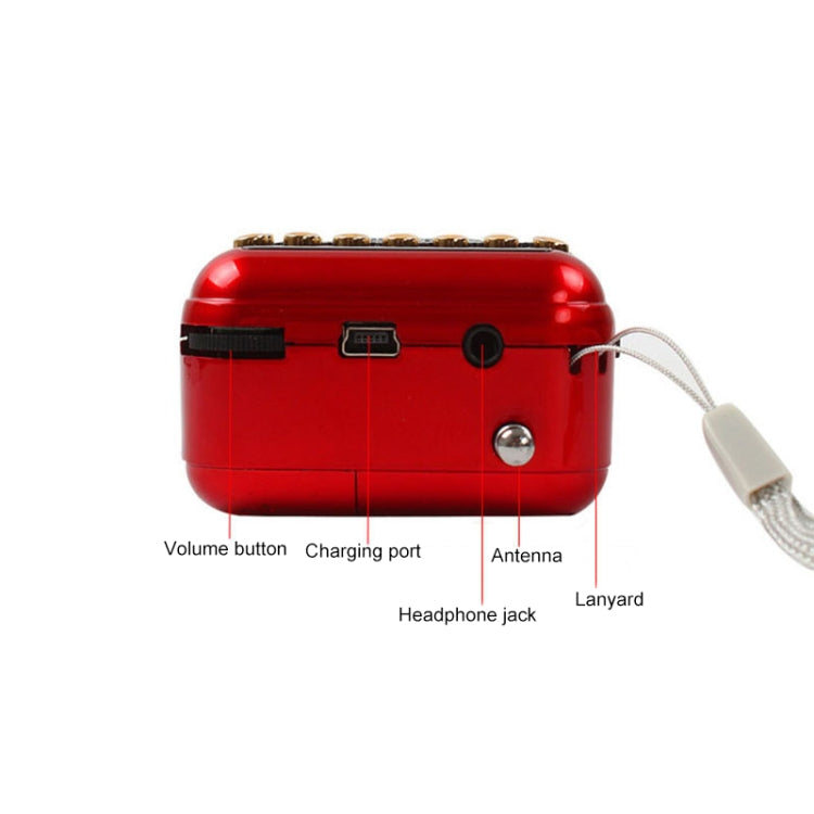 Portable Rechargeable FM Radio Receiver Speaker, Support USB / TF Card / Music MP3 Player(Red) - Radio Player by PMC TechLife | Online Shopping South Africa | PMC TechLife | Buy Now Pay Later Mobicred