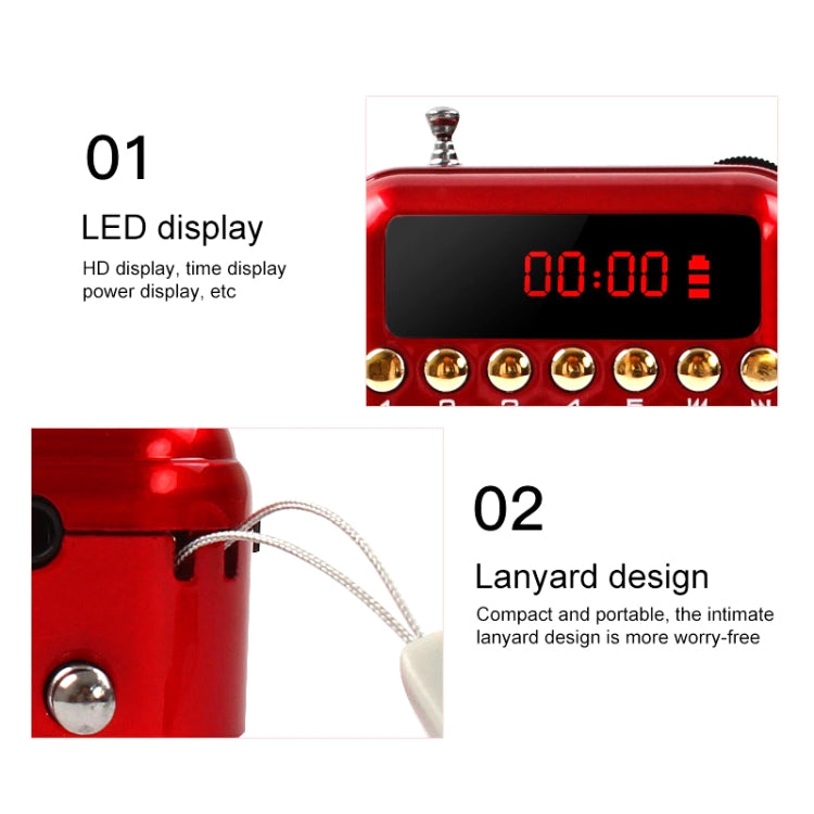 Portable Rechargeable FM Radio Receiver Speaker, Support USB / TF Card / Music MP3 Player(Red) - Radio Player by PMC TechLife | Online Shopping South Africa | PMC TechLife | Buy Now Pay Later Mobicred