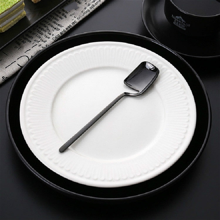 Stainless Steel V-shaped Wall Hanging Design Simple Coffee Spoon Fork Creative Long Handle Stirring Tableware, Style:Spoon, Color:Black - free shipping - PMC TechLife - Order now!