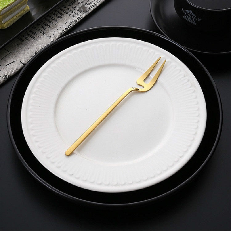 Stainless Steel V-shaped Wall Hanging Design Simple Coffee Spoon Fork Creative Long Handle Stirring Tableware, Style:Fork, Color:Gold - free shipping - PMC TechLife - Order now!