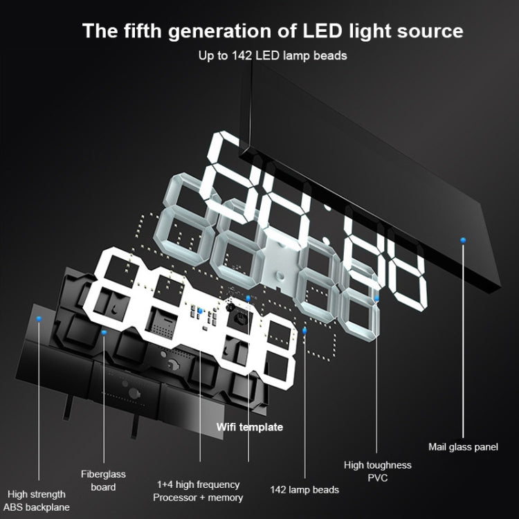 LED Digital Clock Living Room Wall Clock Creative WIFI Clock US Plug, Style:4 Bit WIFI, Color:Sealed Box White - free shipping - PMc TechLife - Order now!