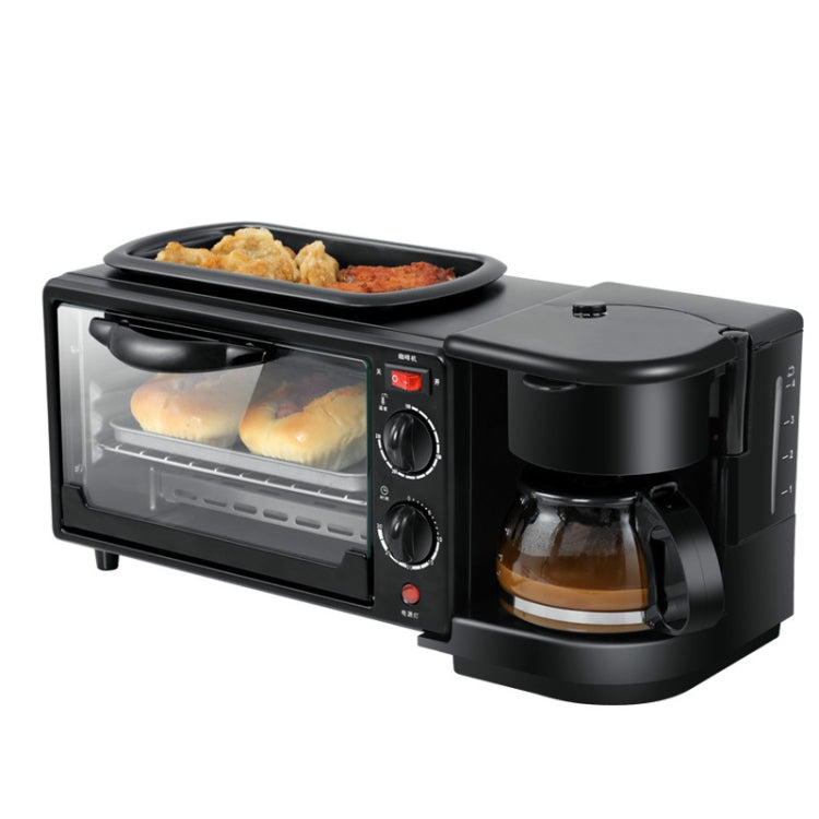 3 in 1 Electric Breakfast Machine Multifunction Coffee Maker + Frying Pan + Mini Oven  Household Bread Pizza Oven(Black) - free shipping - PMC TechLife - Order now!