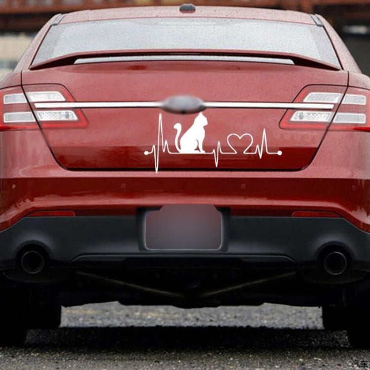 10 PCS Cat Heartbeat Lifeline Shape Vinyl Decal Creative Car Stickers Car Styling Truck Accessories, Size: 26.5x12cm (Silver) - Decorative Sticker by PMC TechLife | Online Shopping South Africa | PMC TechLife | Buy Now Pay Later Mobicred