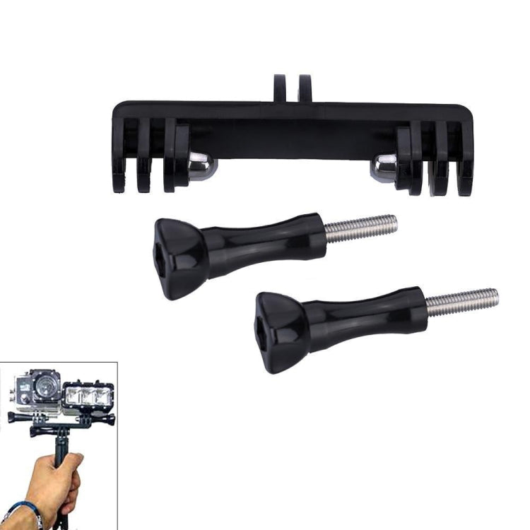 Double Bracket with Screw Mount Adapter for GoPro Hero11 Black / HERO10 Black /9 Black /8 Black /7 /6 /5 /5 Session /4 Session /4 /3+ /3 /2 /1, DJI Osmo Action and Other Action Cameras - Connection Mount by PMC TechLife | Online Shopping South Africa | PMC TechLife | Buy Now Pay Later Mobicred