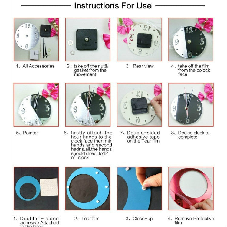3D Acrylic Cat Mirror Wall Clock DIY Fashion Home Decoration(Black Gold) - Wall Clock by PMc TechLife | Online Shopping South Africa | PMc TechLife | Buy Now Pay Later Mobicred