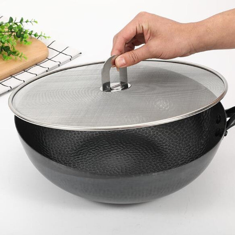 Stainless Steel Oil Proof Cover Fried Oil Splash Proof Net Cover Pizza Tray Kitchen Gadget, Size:33cm(Stainless steel) - Gadgets by PMC TechLife | Online Shopping South Africa | PMC TechLife | Buy Now Pay Later Mobicred