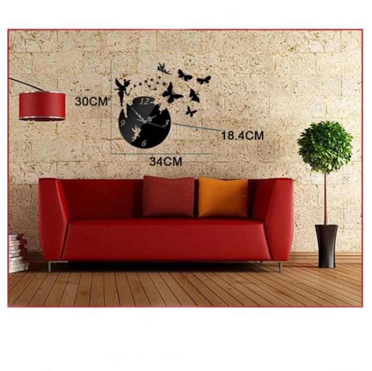 Butterfly Star 3D Acrylic Stereo Living Room Bedroom Decorating Mirror Wall Clock(Black) - Wall Clock by PMc TechLife | Online Shopping South Africa | PMc TechLife | Buy Now Pay Later Mobicred