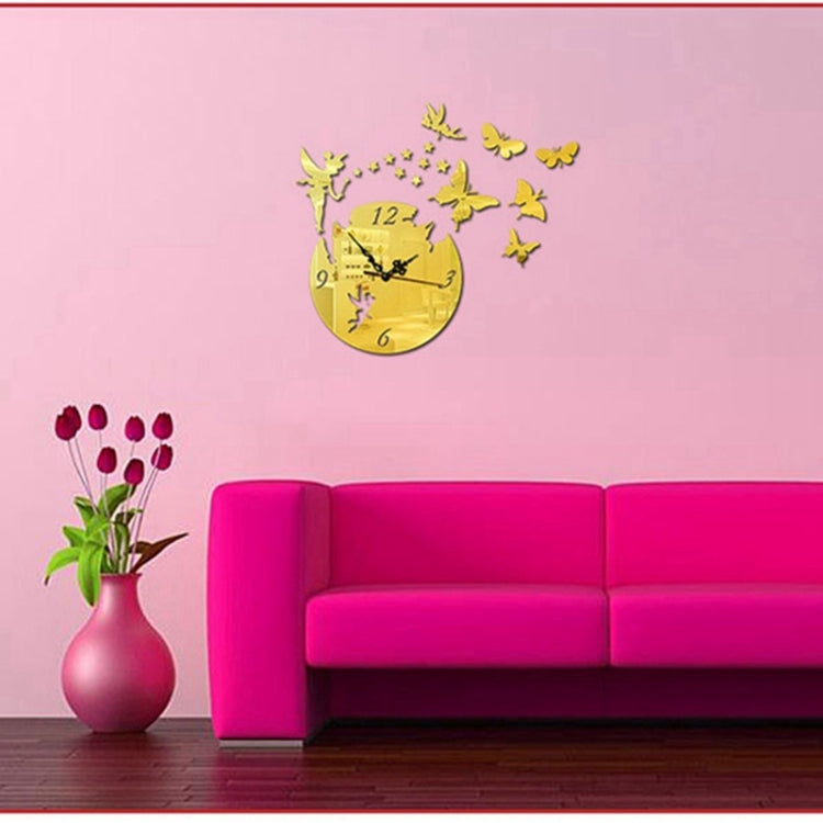 Butterfly Star 3D Acrylic Stereo Living Room Bedroom Decorating Mirror Wall Clock(Gold) - Wall Clock by PMc TechLife | Online Shopping South Africa | PMc TechLife | Buy Now Pay Later Mobicred