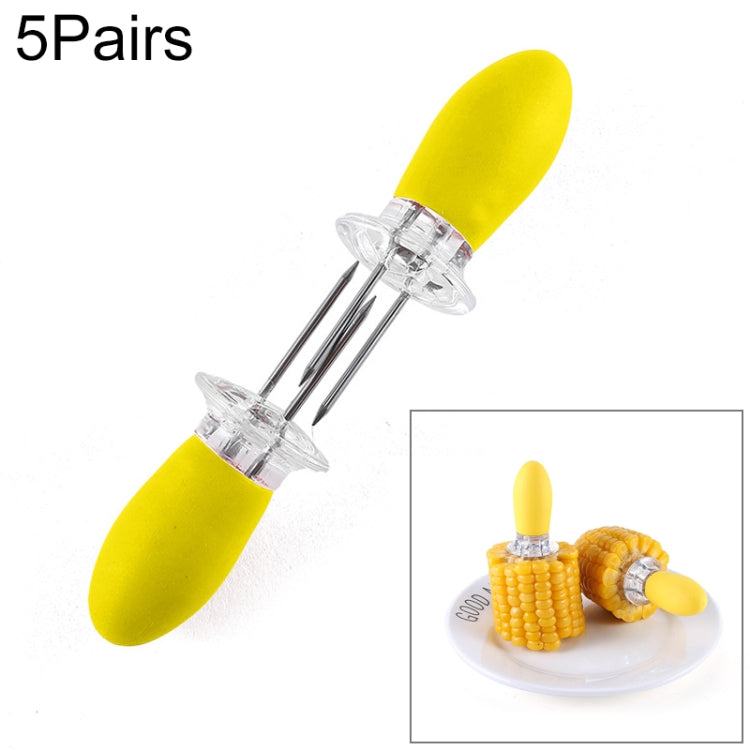 5 Pairs Outdoor BBQ Stainless Steel Corn Fork Fruit Fork Corn Device(Yellow) - Gadgets by PMC TechLife | Online Shopping South Africa | PMC TechLife | Buy Now Pay Later Mobicred