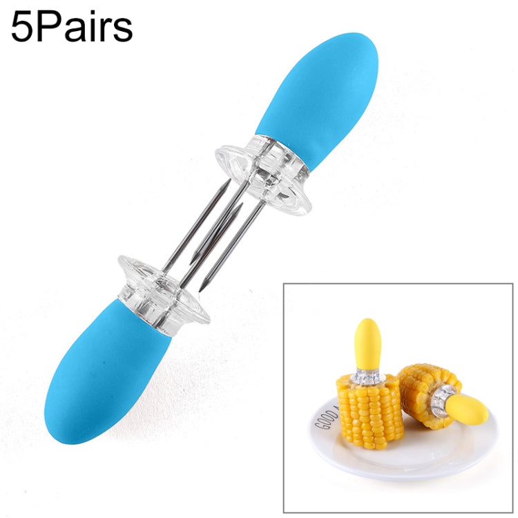 5 Pairs Outdoor BBQ Stainless Steel Corn Fork Fruit Fork Corn Device(Blue) - Gadgets by PMC TechLife | Online Shopping South Africa | PMC TechLife | Buy Now Pay Later Mobicred