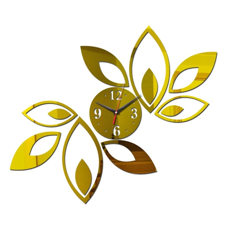 Flower Art Modern Design DIY Removable 3D Crystal Mirror Wall Clock Wall Sticker Living Room Bedroom Decor(Gold) - Wall Clock by PMc TechLife | Online Shopping South Africa | PMc TechLife | Buy Now Pay Later Mobicred
