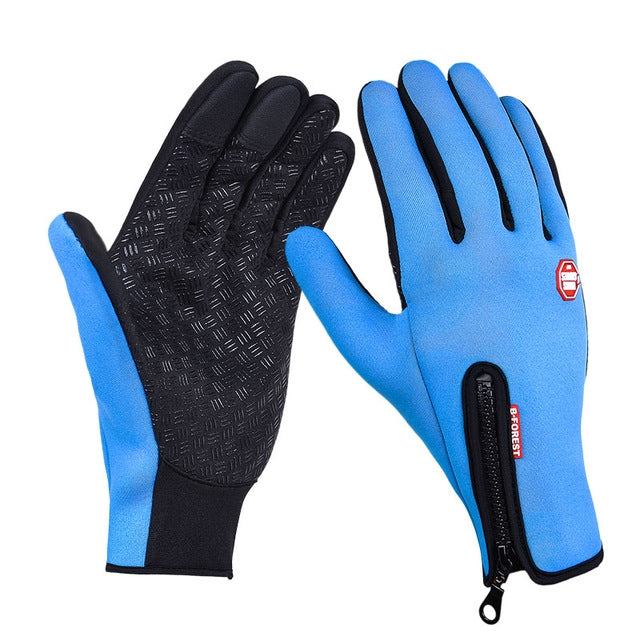 Outdoor Sports Hiking Winter Leather Soft Warm Bike Gloves For Men Women, Size:S (Blue) - Full Finger Gloves by qepae | Online Shopping South Africa | PMC TechLife | Buy Now Pay Later Mobicred