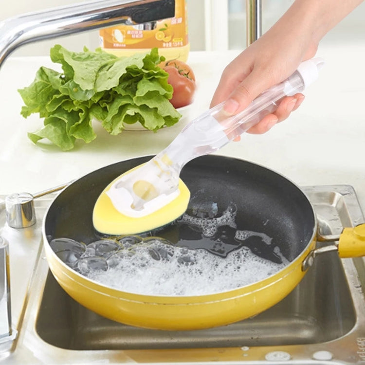 Kitchen Plastic Long Handle Cleaning Brush Automatic Adding Liquid Brush Removable Sponge Brush(With 1pcs head) - Sponges, Cloths & Brushes by PMc TechLife | Online Shopping South Africa | PMc TechLife | Buy Now Pay Later Mobicred