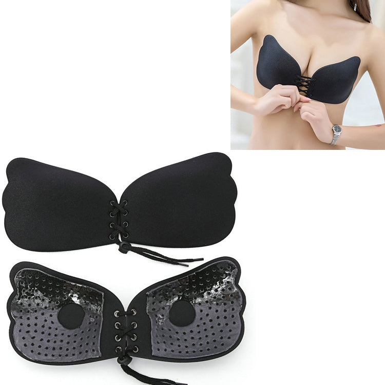 Pull Rope Wing Invisible Underwear Without Steel Ring Pull Rope Silicone Invisible Nubra, Cup Size:A(Black) - free shipping - PMC TechLife - Order now!