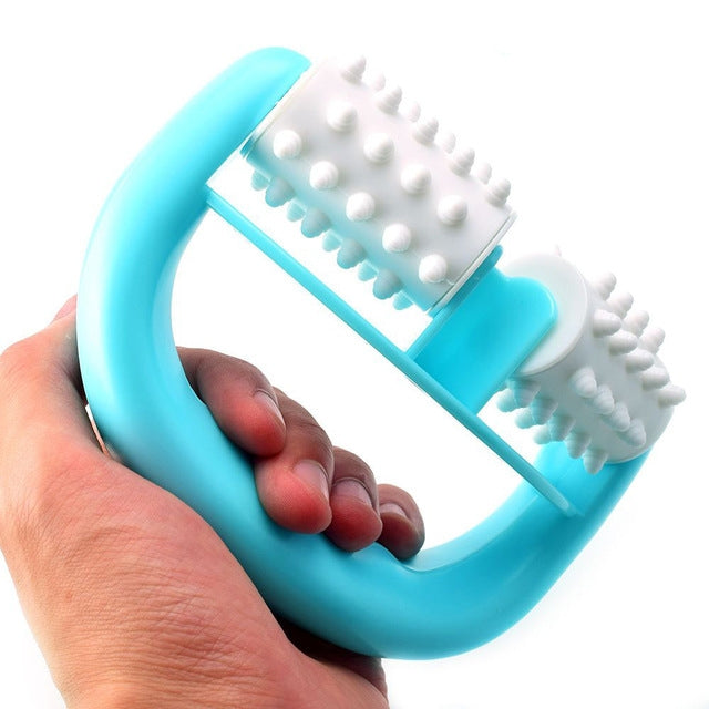 T9142 Plastic Manual Two-wheel Massager Round Handle Massager(Blue) - free shipping - PMC TechLife - Order now!