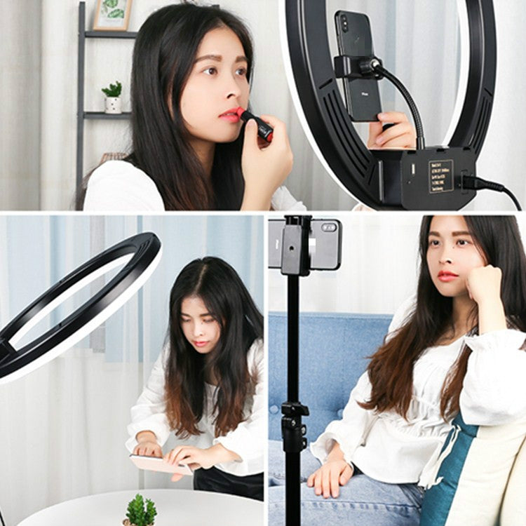 18 inch+ Phone Clip Dimmable Color Temperature LED Ring Fill Light Live Broadcast Set With 2.1m Tripod Mount, CN Plug - Ring Light by PMC TechLife | Online Shopping South Africa | PMC TechLife | Buy Now Pay Later Mobicred