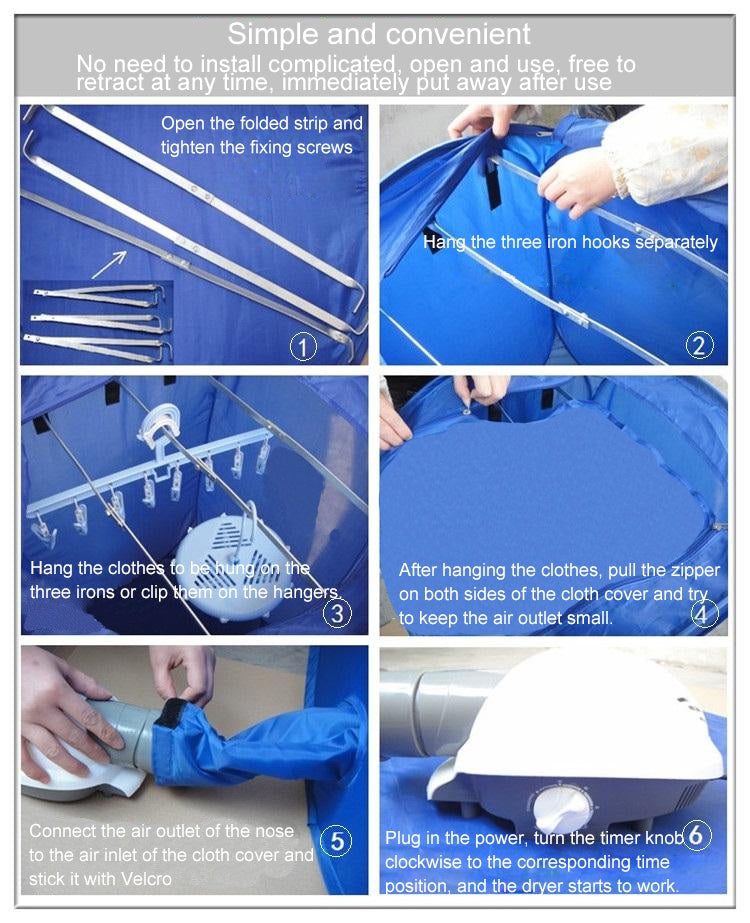 Foldable Free Installation Portable Household Mini Clothes Dryer(Blue) - free shipping - PMC TechLife - Order now!