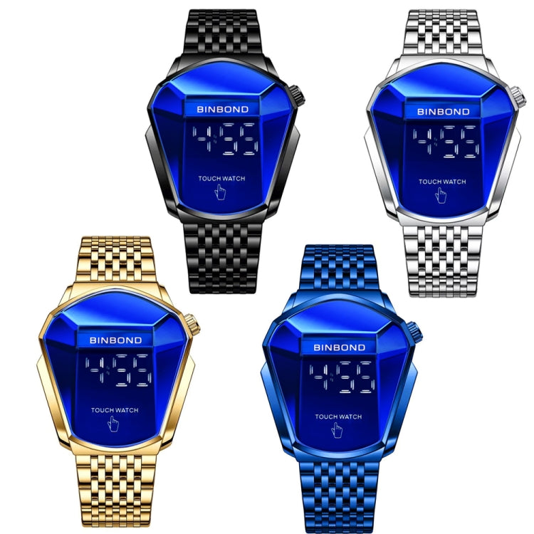BINBOND Locomotive Concept Touch Screen Steel Belt Watch Men Live Black Technology Watch(Full Gold Blue) - free shipping - PMC TechLife - Order now!