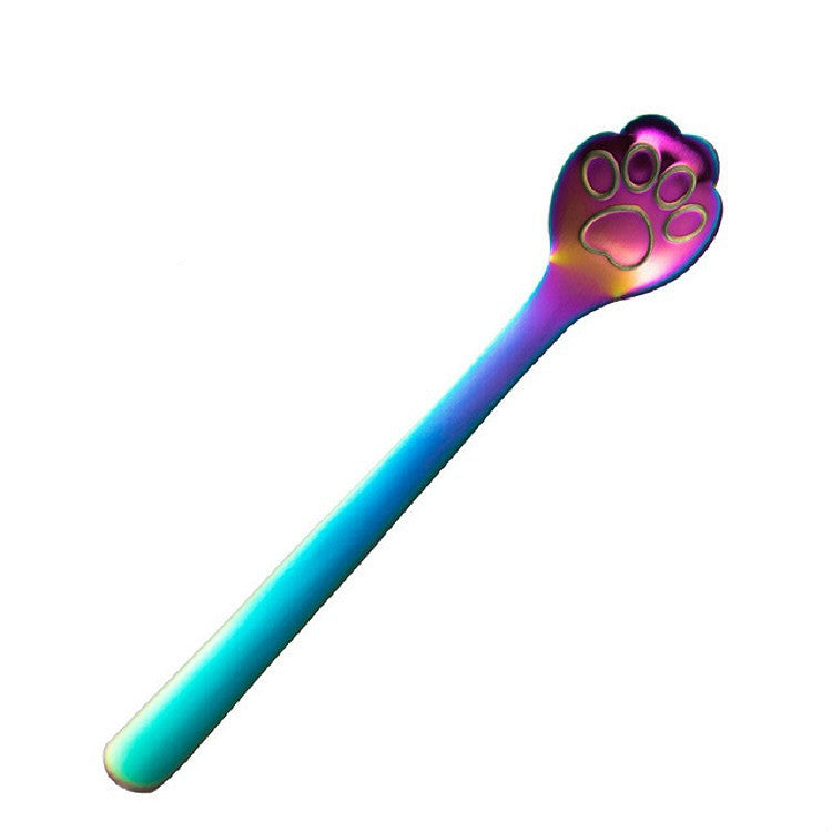 Stainless Steel Creative Cat Claw Coffee Spoon Dessert Cake Spoon, Style:Cat Claw Spoon, Color:Colorful - free shipping - PMC TechLife - Order now!