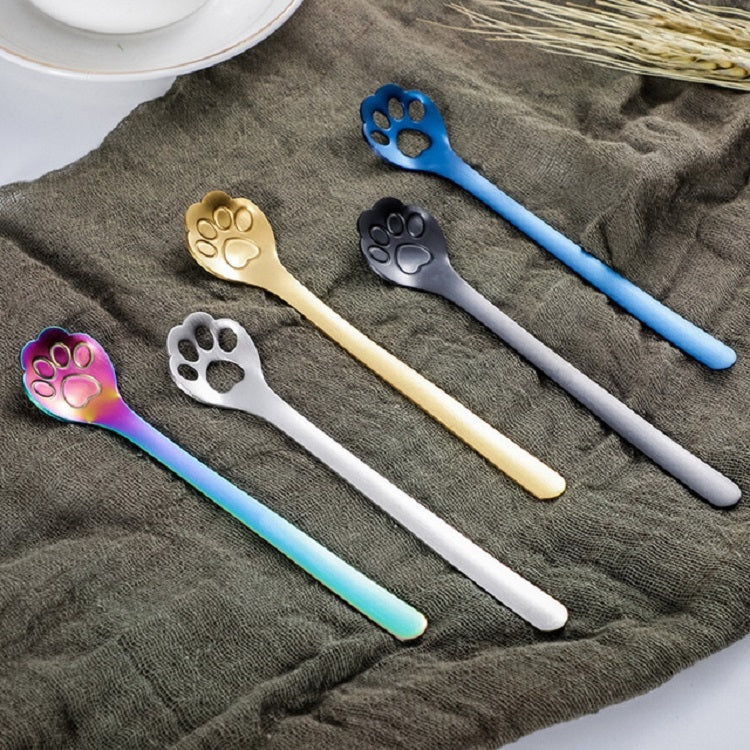 Stainless Steel Creative Cat Claw Coffee Spoon Dessert Cake Spoon, Style:Cat Claw Spoon, Color:Colorful - free shipping - PMC TechLife - Order now!