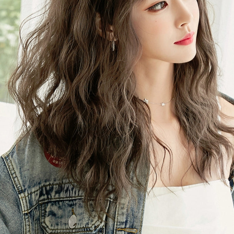 Women's Wool Long Hair With Bangs Natural Fluffy Wig, Color:Haze Blue (Black On Top) 54CM - free shipping - PMC TechLife - Order now!
