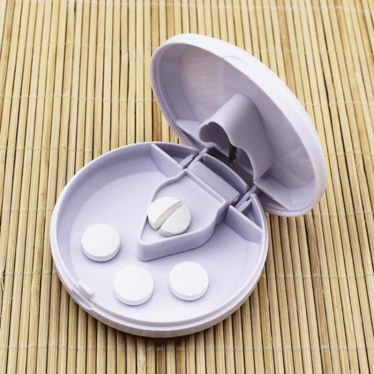 Round Medicine Cutter Stainless Steel Blade Plastic Medicine Dispensing Box(White) - free shipping - PMC TechLife - Order now!