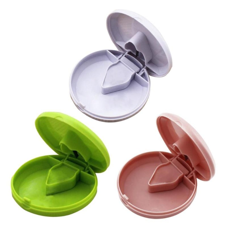 Round Medicine Cutter Stainless Steel Blade Plastic Medicine Dispensing Box(Pink) - free shipping - PMC TechLife - Order now!