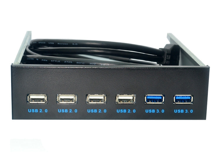 6 Ports 5.25 Inch Floppy Bay Front Panel With Power Adapter USB Hub Spilitter 2 Ports USB 3.0 + 4 Ports USB 2.0 - Floppy Drives by PMC Jewellery | Online Shopping South Africa | PMC Jewellery | Buy Now Pay Later Mobicred