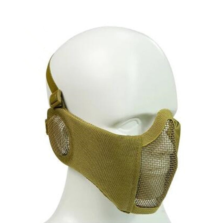 WoSporT Half Face Metal Net Field  Ear Protection Outdoor Cycling Steel Mask(Tan) - Protective Helmet & Masks by PMC TechLife | Online Shopping South Africa | PMC TechLife | Buy Now Pay Later Mobicred