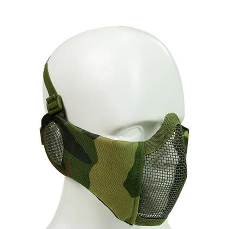WoSporT Half Face Metal Net Field  Ear Protection Outdoor Cycling Steel Mask(Jungle Camouflage) - Protective Helmet & Masks by PMC TechLife | Online Shopping South Africa | PMC TechLife | Buy Now Pay Later Mobicred