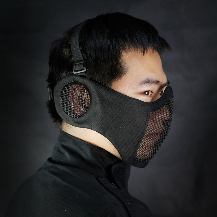 WoSporT Half Face Metal Net Field  Ear Protection Outdoor Cycling Steel Mask(Grey) - Protective Helmet & Masks by PMC TechLife | Online Shopping South Africa | PMC TechLife | Buy Now Pay Later Mobicred