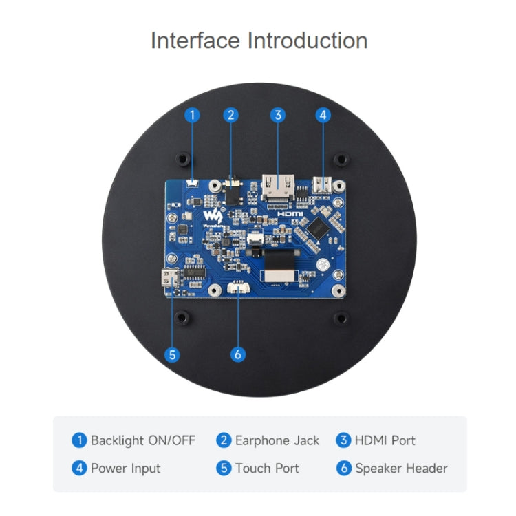 Waveshare 1080x1080 IPS Optically Bonded 5-Inch HDMI Circular 10-Point Touch Screen(24369) - free shipping - PMC Jewellery - Order now!