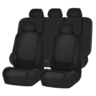 Universal Car Seat Cover Polyester Fabric Automobile Seat Covers Car Seat Cover Vehicle Seat Protector Interior Accessories 9pcs Set Black - Seat Accessories by PMC TechLife | Online Shopping South Africa | PMC TechLife | Buy Now Pay Later Mobicred